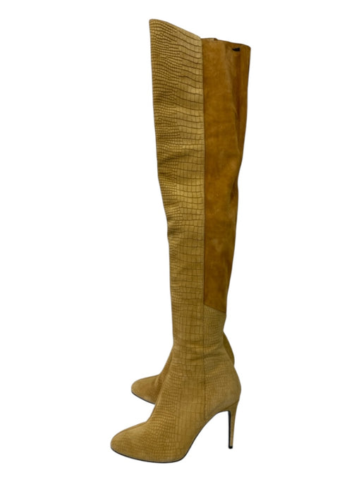 Angela Mitchell Shoe Size 39.5 light brown Suede Thigh High embossed Boots light brown / 39.5