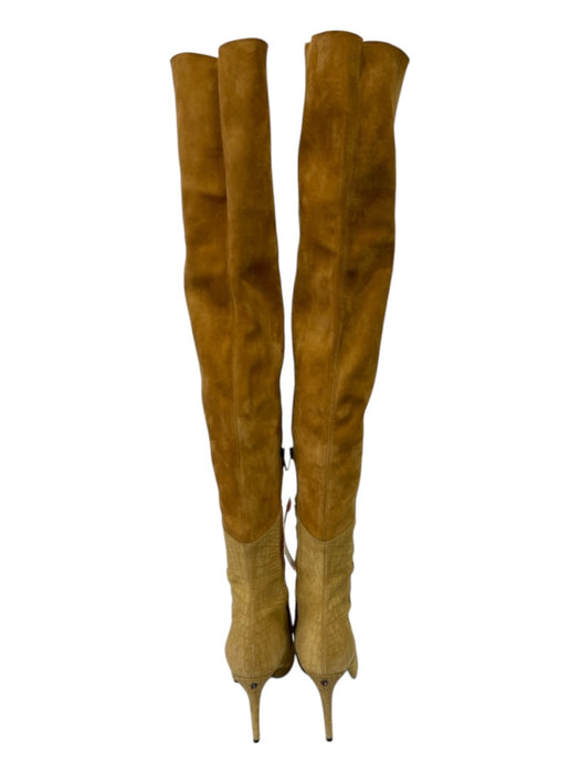 Angela Mitchell Shoe Size 39.5 light brown Suede Thigh High embossed Boots light brown / 39.5