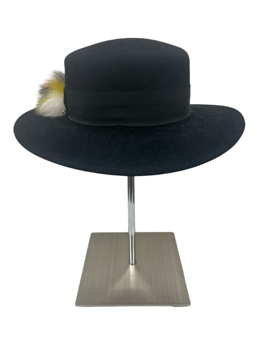 Eugenia Kim Black & Multi Wool Brim Pom Pom Flat Top Hat Black & Multi / M