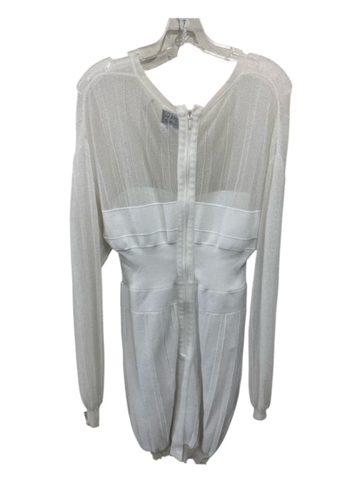 Herve Leger Size L White Polyamide & Viscose Blend Long Sleeve Shimmer Dress White / L