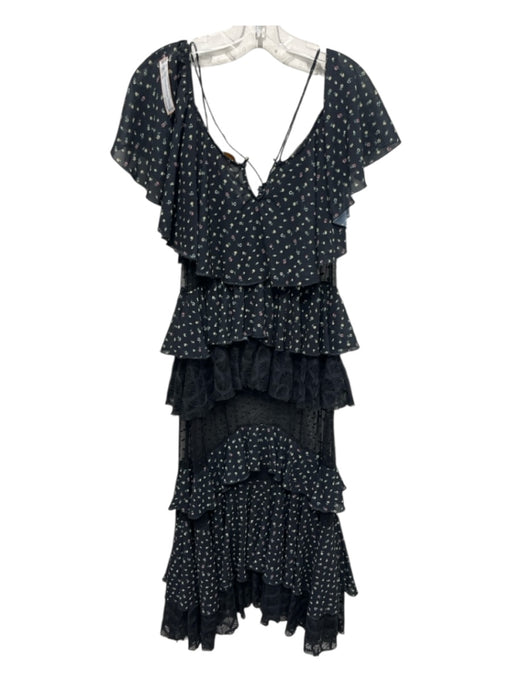 Ixiah Size 10 Black, Yellow, Green Polyester Spaghetti Strap Floral Print Dress Black, Yellow, Green / 10