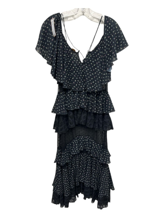 Ixiah Size 10 Black, Yellow, Green Polyester Spaghetti Strap Floral Print Dress Black, Yellow, Green / 10