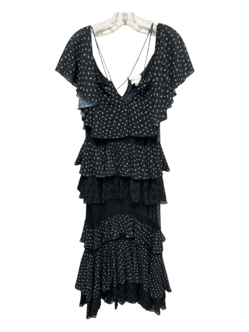 Ixiah Size 10 Black, Yellow, Green Polyester Spaghetti Strap Floral Print Dress Black, Yellow, Green / 10