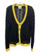Ganni Size L Black & Yellow Long Sleeve Loose Knit Bedazzled Buttons Cardigan Black & Yellow / L