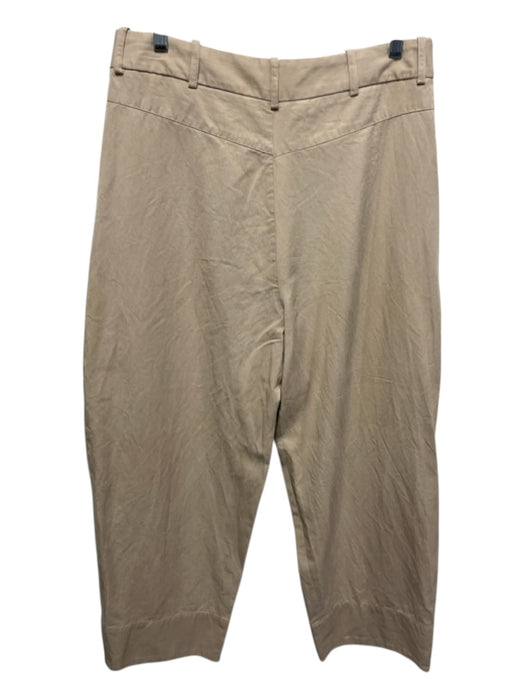 Zara Size L Khaki Beige Polyester & Cotton Zip Fly High Rise Pleat Pants Khaki Beige / L