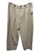 Zara Size L Khaki Beige Polyester & Cotton Zip Fly High Rise Pleat Pants Khaki Beige / L