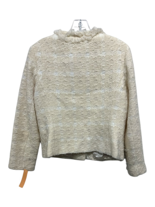 Milly Size 10 Ecru Cream Wool & Polyamide Long Sleeve tweed Snaps Jacket Ecru Cream / 10