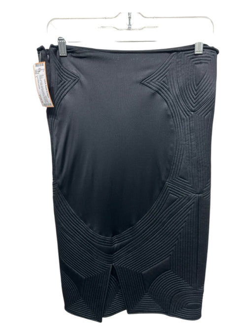 Yves Saint Laurent Size L Black Viscose Quilted Detail Side Zip Below knee Skirt Black / L