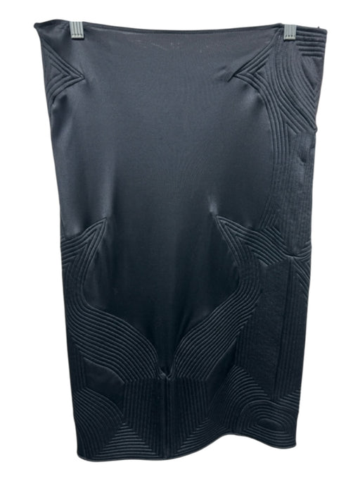 Yves Saint Laurent Size L Black Viscose Quilted Detail Side Zip Below knee Skirt Black / L