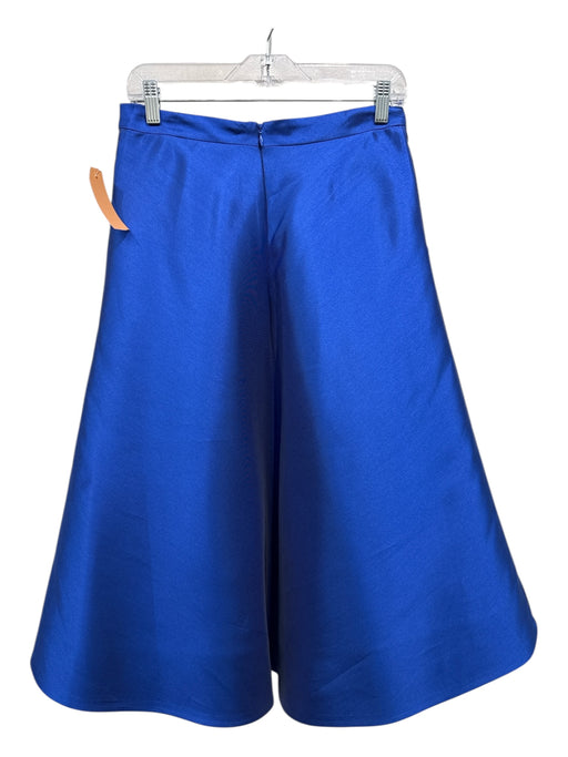 San Andres Size 44 Blue Polyester Blend Satin Back Zip A Line Midi Skirt Blue / 44