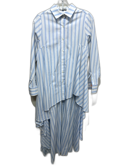 Palmer // Harding Size 2/4 Blue & White Cotton Striped Button Up Collar Dress Blue & White / 2/4