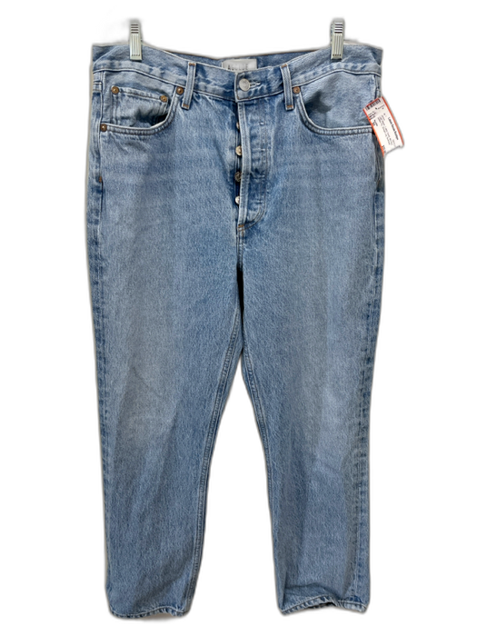 Agolde Size 30 Light Wash Cotton Denim Mid Rise Button Fly Straight Leg Jeans Light Wash / 30
