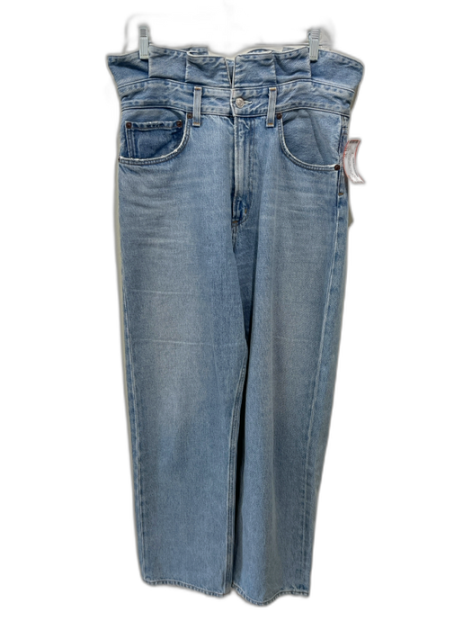 Agolde Size 29 Light Wash Cotton Denim High Rise Zip Fly Ruffle Waistband Jeans Light Wash / 29