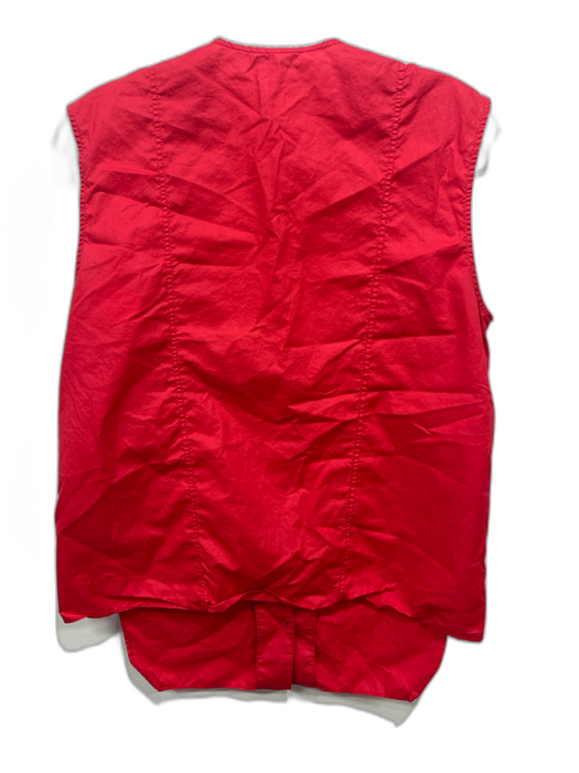 Helmut Lang Size S Red Cotton Sleeveless Button Up Deep V Top Red / S