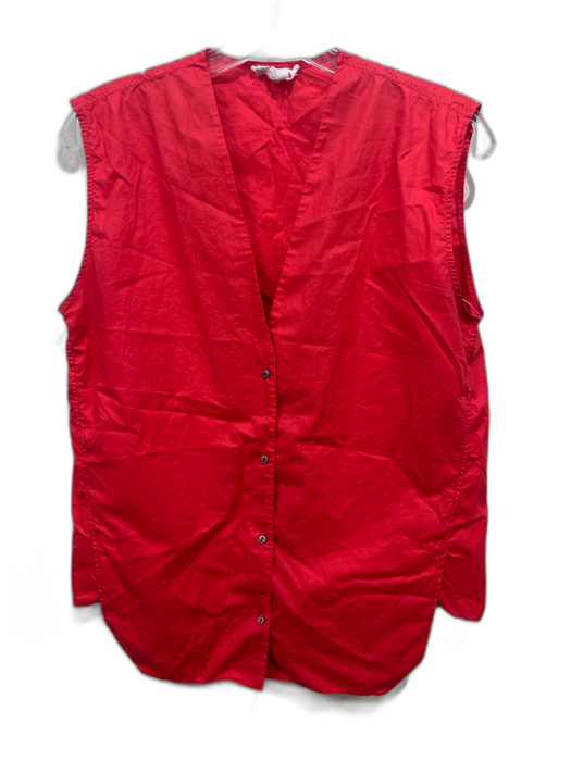 Helmut Lang Size S Red Cotton Sleeveless Button Up Deep V Top Red / S