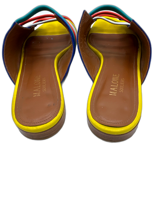 Malone Souliers Shoe Size 38 Blue, Yellow, Multi Suede Stacked Heel Sandals Blue, Yellow, Multi / 38