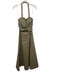 Nicholas Size 6 Olive Green Cotton Sleeveless Zip Up Neck Strap Midi Dress Olive Green / 6