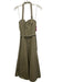 Nicholas Size 6 Olive Green Cotton Sleeveless Zip Up Neck Strap Midi Dress Olive Green / 6