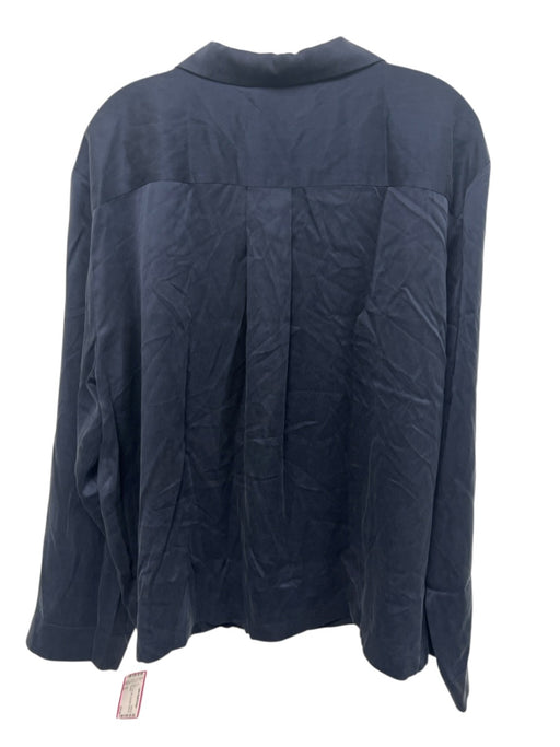 Lunya Size XL Navy Silk Long Sleeve Button Up Top Navy / XL