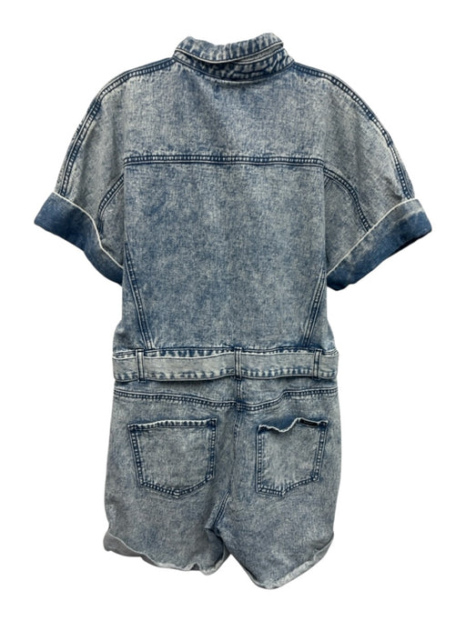 Bardot Size XL Light Wash Cotton Short Sleeve Button Up Denim Belt Incl. Romper Light Wash / XL