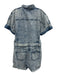 Bardot Size XL Light Wash Cotton Short Sleeve Button Up Denim Belt Incl. Romper Light Wash / XL