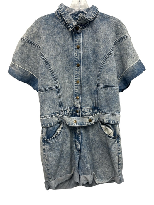 Bardot Size XL Light Wash Cotton Short Sleeve Button Up Denim Belt Incl. Romper Light Wash / XL