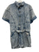 Bardot Size XL Light Wash Cotton Short Sleeve Button Up Denim Belt Incl. Romper Light Wash / XL