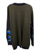 ROHKA Size M Navy blue & green Wool Floral Knit Open Front Ribbed Hem Sweater Navy blue & green / M
