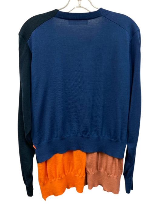 Toga Pulla Size 38 Blue & Orange Wool Blend Color Block Knit Cardigan Sweater Blue & Orange / 38