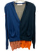 Toga Pulla Size 38 Blue & Orange Wool Blend Color Block Knit Cardigan Sweater Blue & Orange / 38