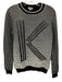 Kenzo Size M Black & White Cotton Blend Ribbed Knit Striped Logo Sweater Black & White / M