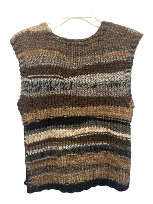 Dolce & Gabbana Size Est M Brown, Beige & Gray Wool Blend Chunky Knit Top Brown, Beige & Gray / Est M