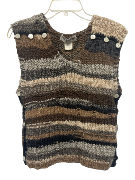 Dolce & Gabbana Size Est M Brown, Beige & Gray Wool Blend Chunky Knit Top Brown, Beige & Gray / Est M