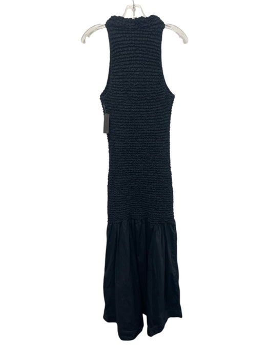Staud Size XL Black Cotton Blend Sleeveless Ruched high neck Mermaid Dress Black / XL