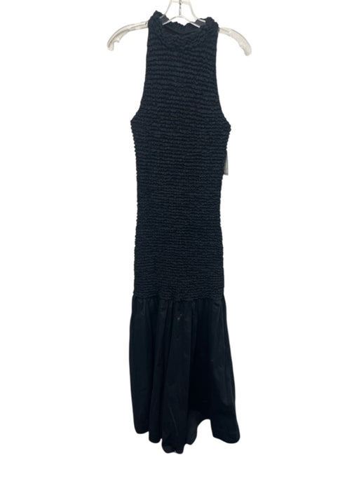 Staud Size XL Black Cotton Blend Sleeveless Ruched high neck Mermaid Dress Black / XL