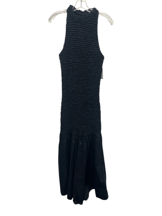 Staud Size XL Black Cotton Blend Sleeveless Ruched high neck Mermaid Dress Black / XL