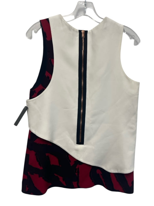 Proenza Schouler Size 6 White, Black & Red Acetate Blend Sleeveless Back Zip Top White, Black & Red / 6