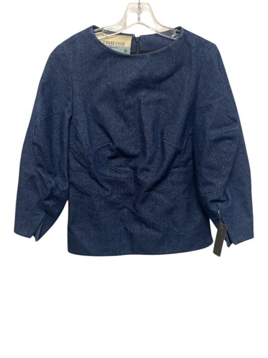 Tish Cox Size XXS Dark Wash No Fabric Tag Denim 3/4 Balloon Sleeve Paneled Top Dark Wash / XXS