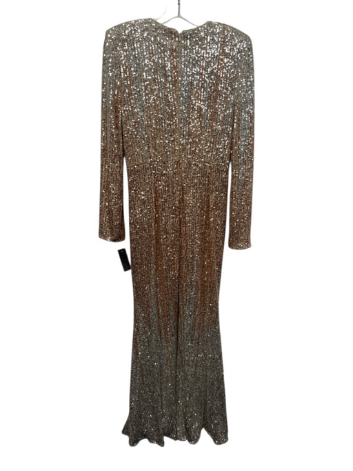 Badgley Mischka Size 10 Silver & Pink Polyester Blend Sequined Long Sleeve Gown Silver & Pink / 10
