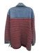 Sandro Size 3 Medium Wash & Red Cotton Blend Denim Striped Knit Jacket Medium Wash & Red / 3
