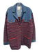 Sandro Size 3 Medium Wash & Red Cotton Blend Denim Striped Knit Jacket Medium Wash & Red / 3
