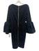 Roksanda Size 8 Black Polyester Blend Boat Neck Ruffle Wrist Pleat Detail Dress Black / 8