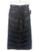 ALGONQUINS Size Est S Black Cotton PU Leather Detaiil Striped Paneled Maxi Skirt Black / Est S