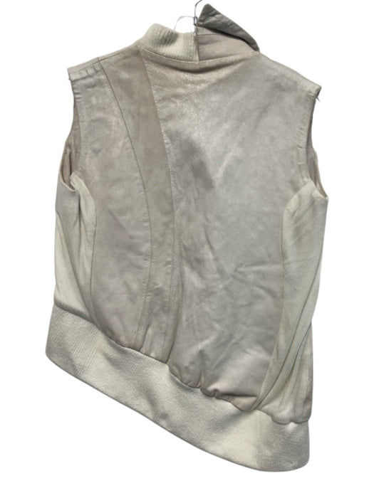 Preen by Thornton Bregazzi Size Est M Cream White Leather Asymmetric Vest Jacket Cream White / Est M