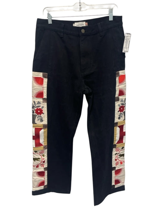 Honor the Gift Size 34 Black, White & Red Cotton Patch Detail High Rise Jeans Black, White & Red / 34