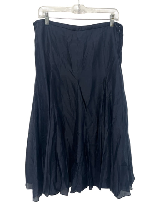 Zara Size L Midnight blue Lyocell blend Paneled Side Zip Godet hem Midi Skirt Midnight blue / L