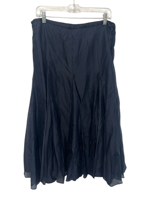 Zara Size L Midnight blue Lyocell blend Paneled Side Zip Godet hem Midi Skirt Midnight blue / L