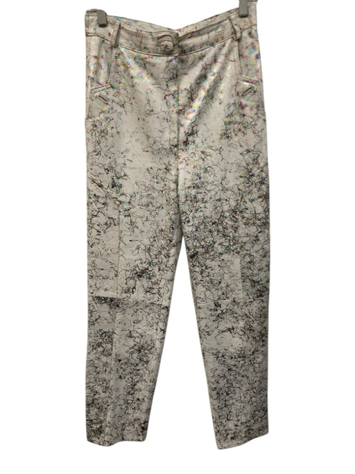 Desere Size 10 White & Multi Leather Paint Splatter Button Pockets Pants White & Multi / 10