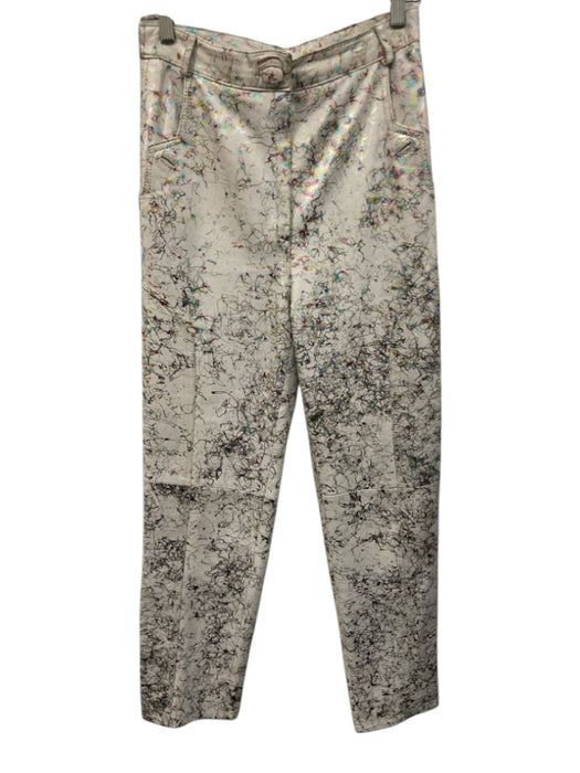 Desere Size 10 White & Multi Leather Paint Splatter Button Pockets Pants White & Multi / 10