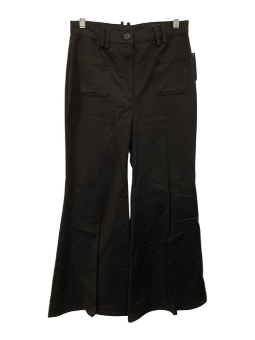 Zara Size M Black Cotton Blend Patch Pocket Wide Leg Button & Zip Fly Pants Black / M